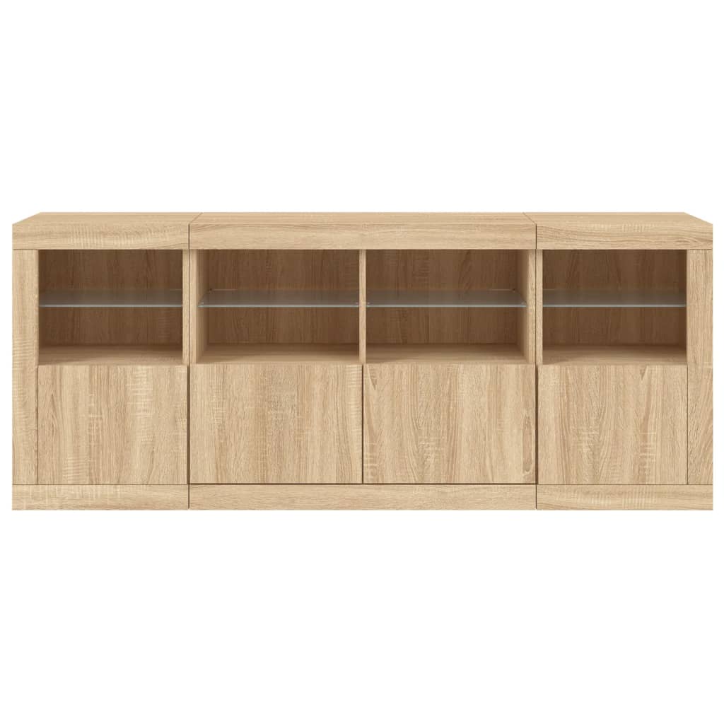 Sideboard mit LED-Leuchten Sonoma-Eiche 163x37x67 cm