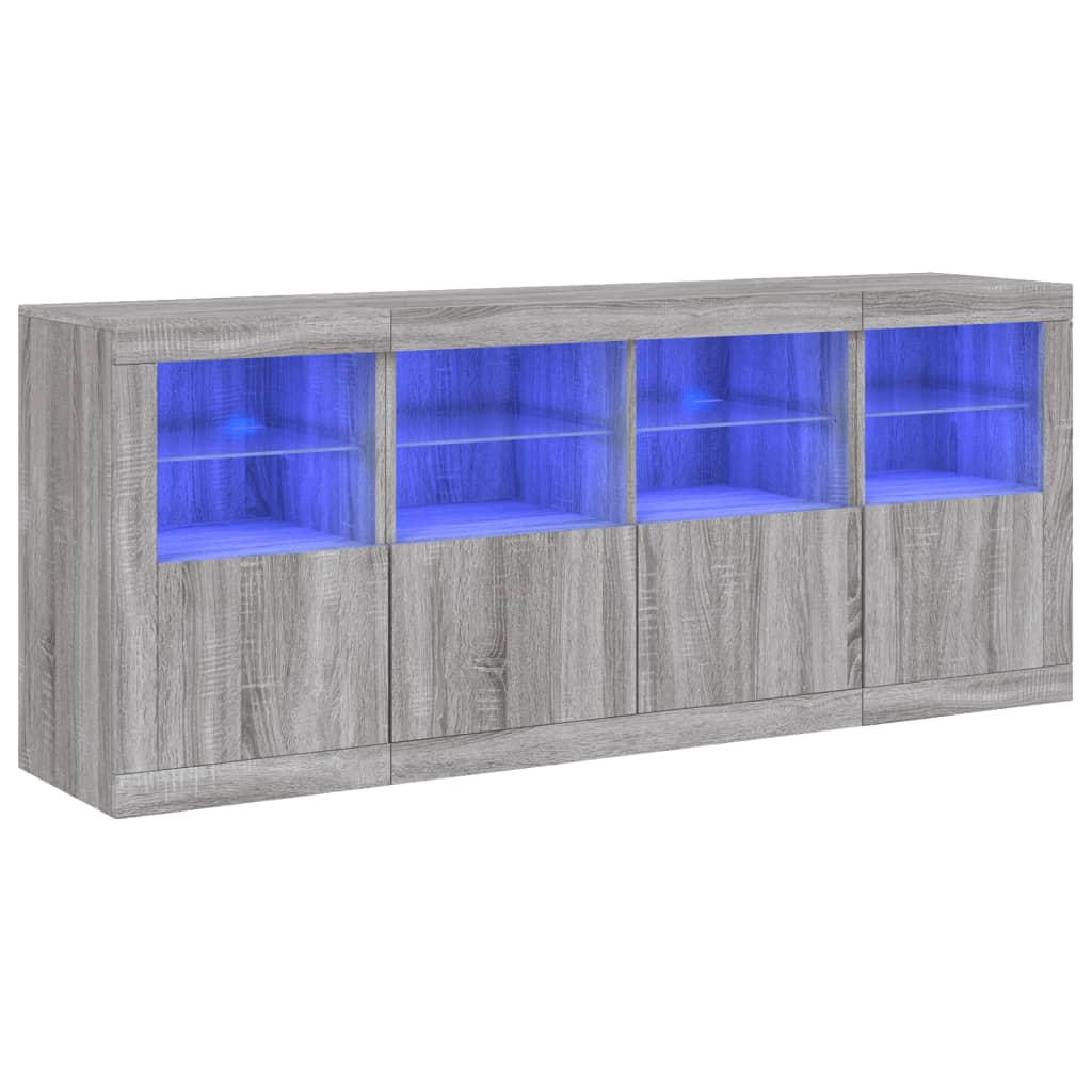 Sideboard mit LED-Leuchten Grau Sonoma 163x37x67 cm