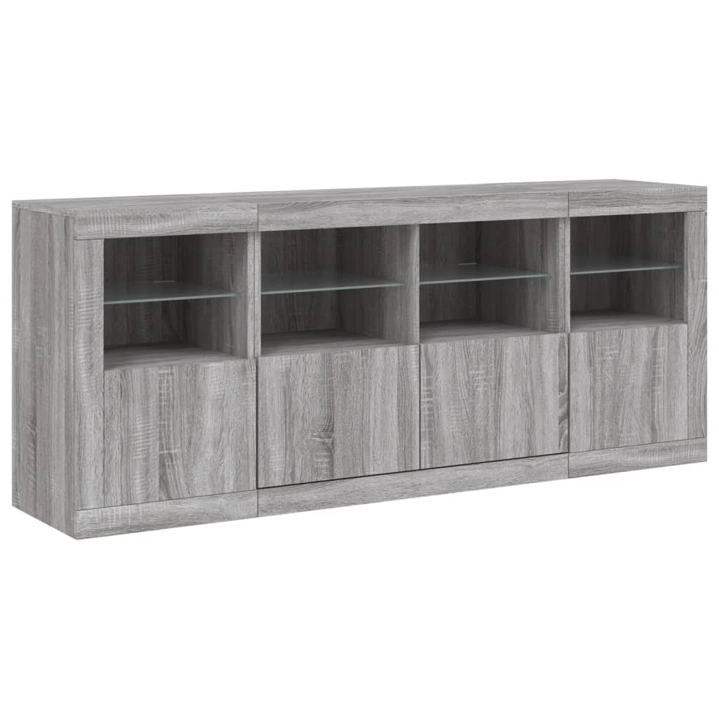 Sideboard mit LED-Leuchten Grau Sonoma 163x37x67 cm