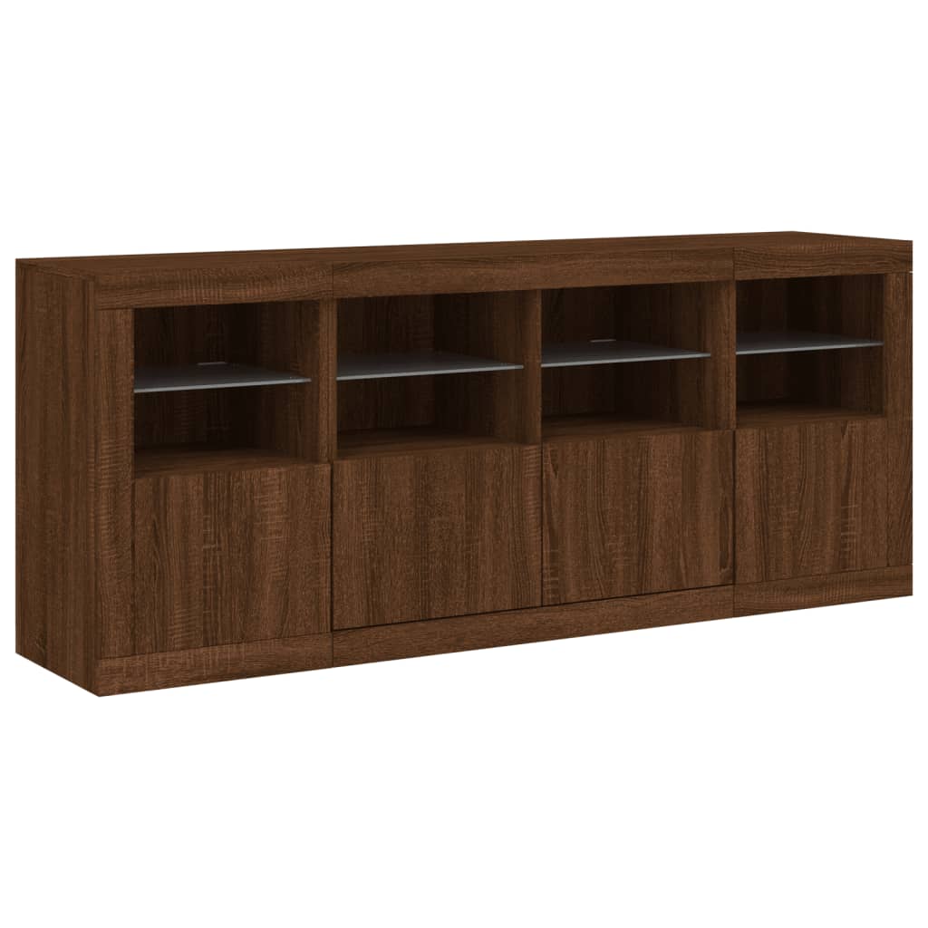 Sideboard mit LED-Leuchten Braun Eichen-Optik 163x37x67 cm