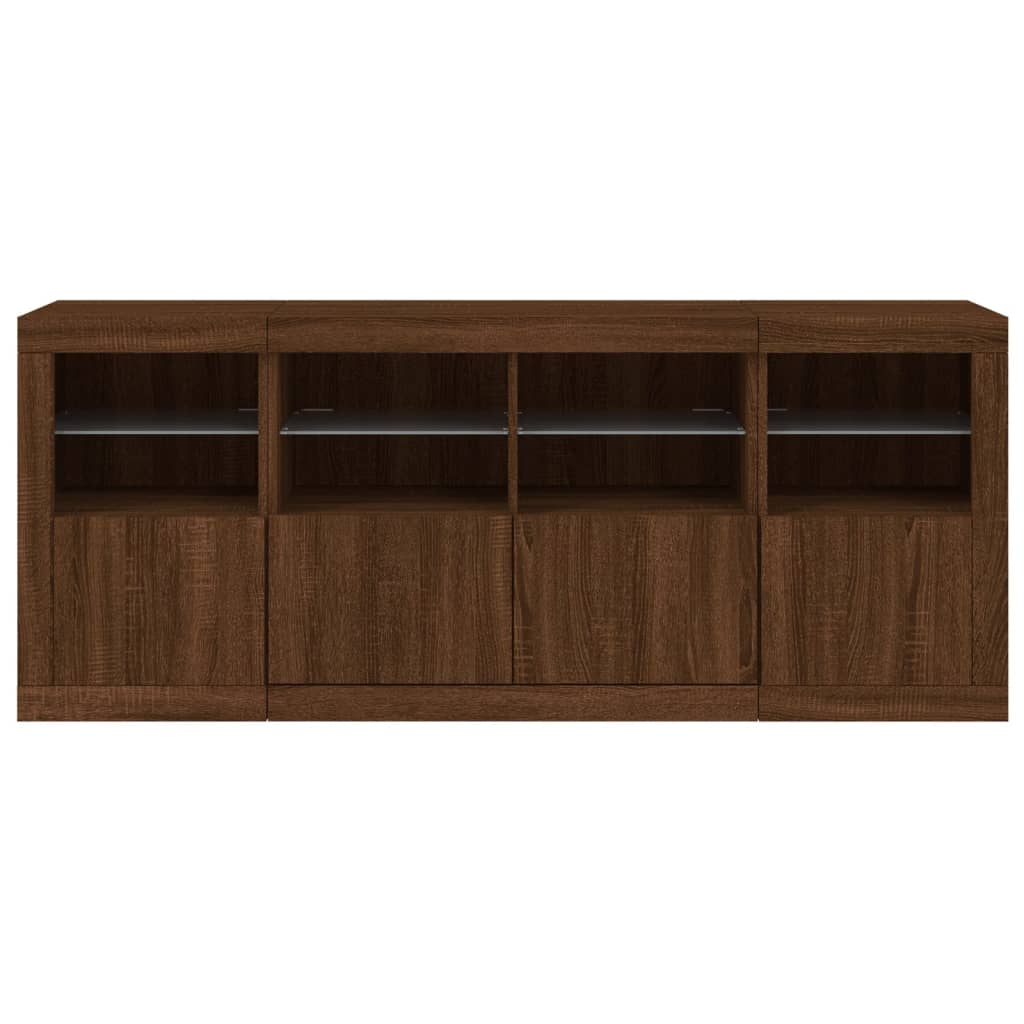 Sideboard mit LED-Leuchten Braun Eichen-Optik 163x37x67 cm