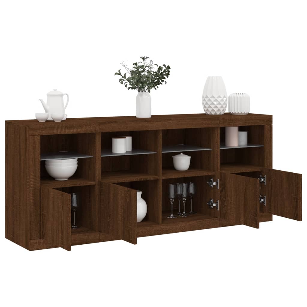 Sideboard mit LED-Leuchten Braun Eichen-Optik 163x37x67 cm