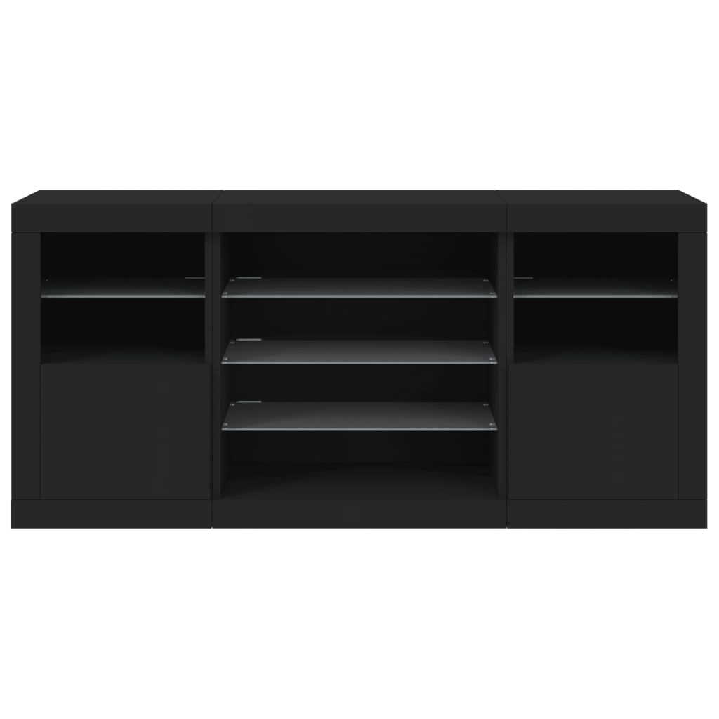 Sideboard mit LED-Leuchten Schwarz 142,5x37x67 cm