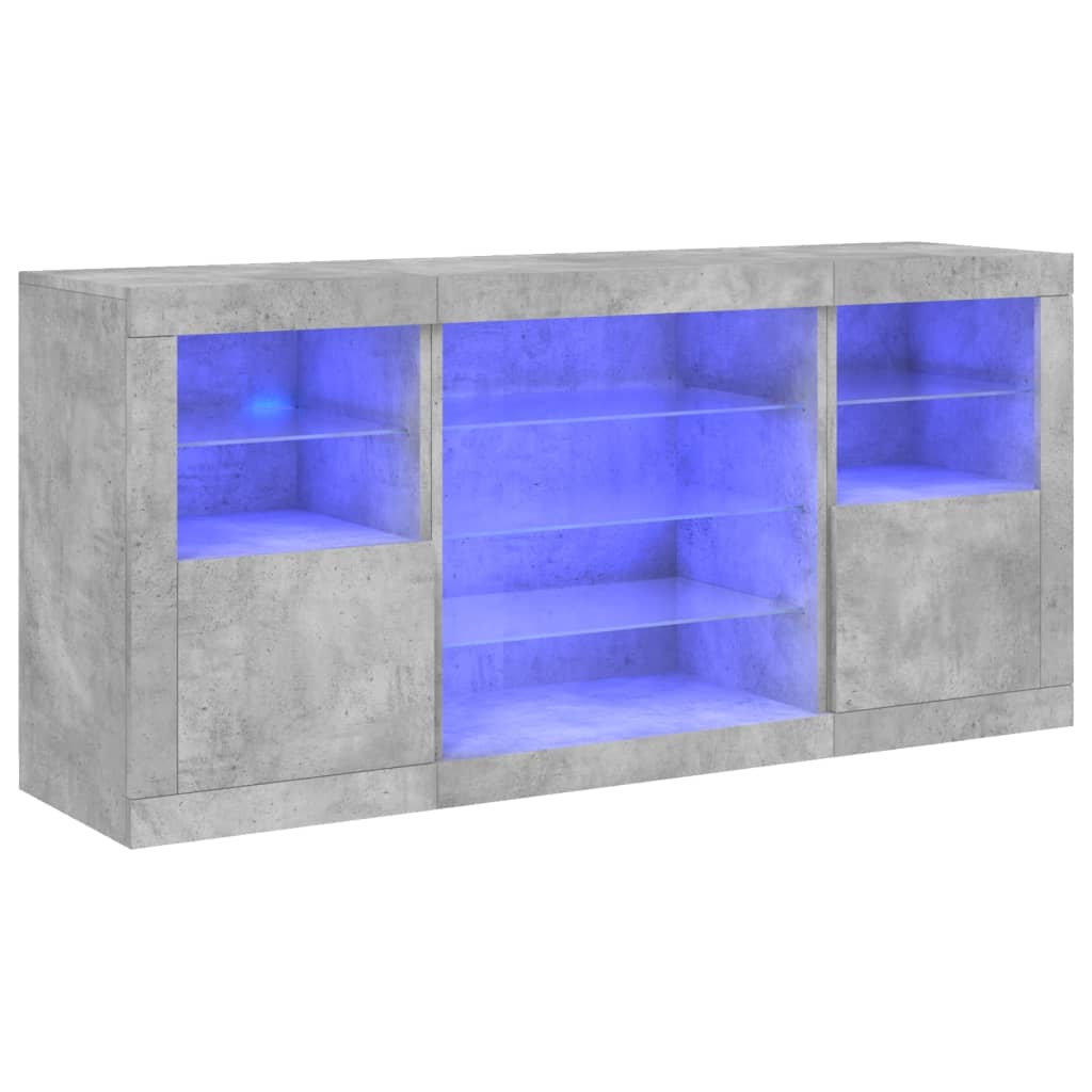 Sideboard mit LED-Leuchten Betongrau 142,5x37x67 cm