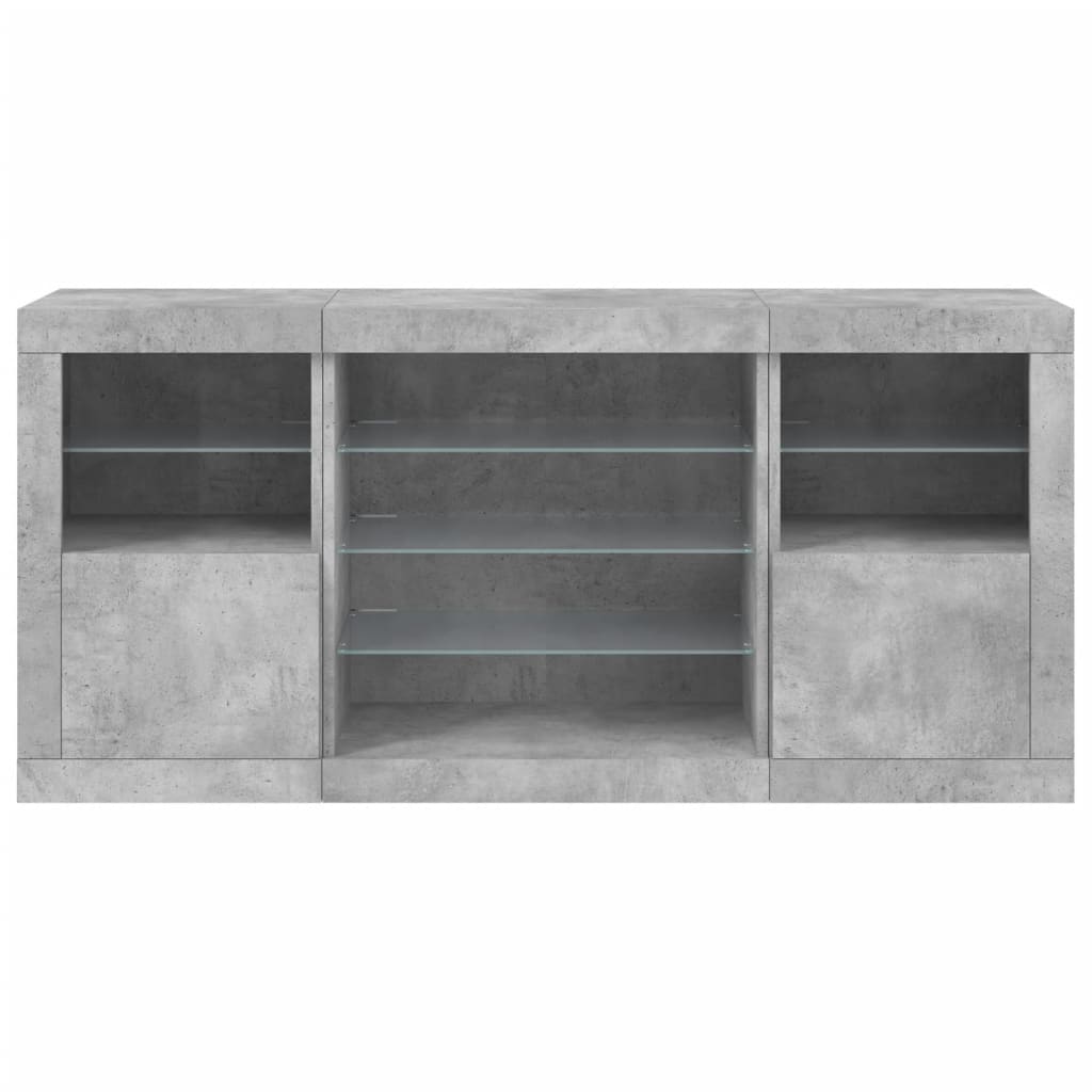 Sideboard mit LED-Leuchten Betongrau 142,5x37x67 cm