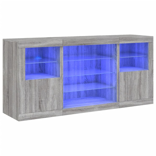 Sideboard mit LED-Leuchten Grau Sonoma 142,5x37x67 cm