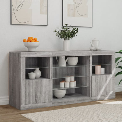 Sideboard mit LED-Leuchten Grau Sonoma 142,5x37x67 cm