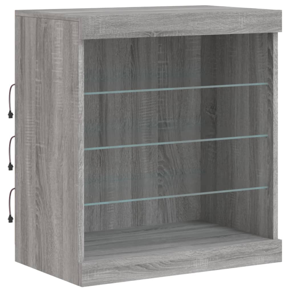 Sideboard mit LED-Leuchten Grau Sonoma 142,5x37x67 cm