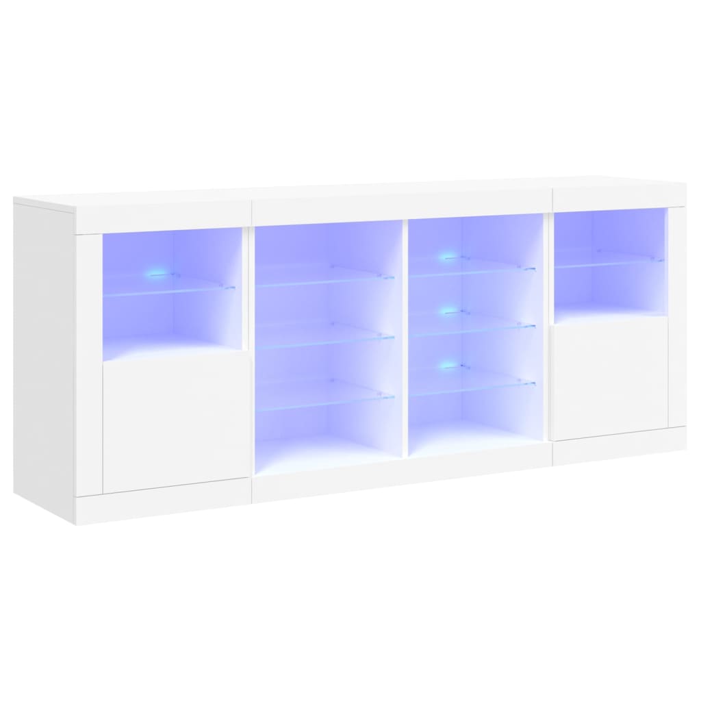 Sideboard mit LED-Leuchten Weiß 163x37x67 cm