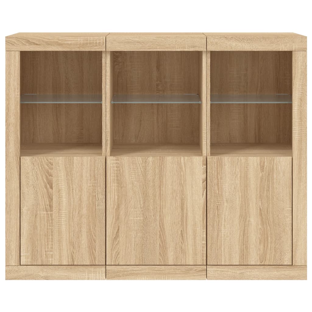 Sideboards mit LED-Leuchten 3 Stk. Sonoma-Eiche Holzwerkstoff