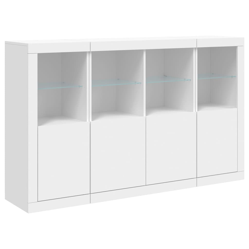 Sideboards mit LED-Leuchten 3 Stk. Weiß Holzwerkstoff