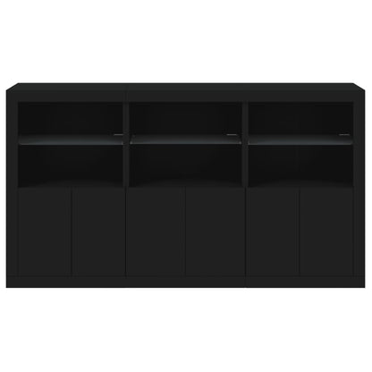Sideboard mit LED-Leuchten Schwarz 181,5x37x100 cm