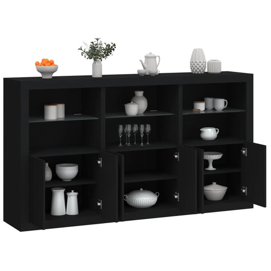 Sideboard mit LED-Leuchten Schwarz 181,5x37x100 cm