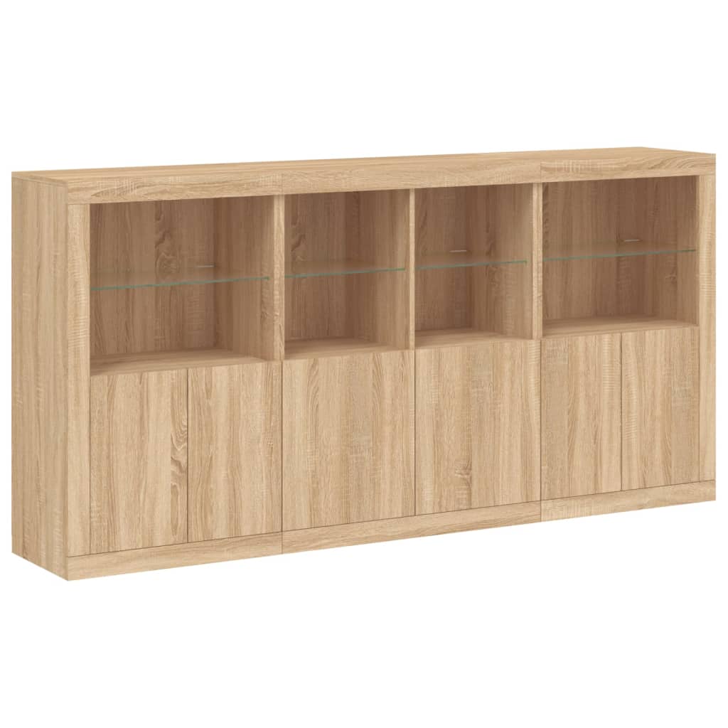 Sideboard mit LED-Leuchten Sonoma-Eiche 202x37x100 cm