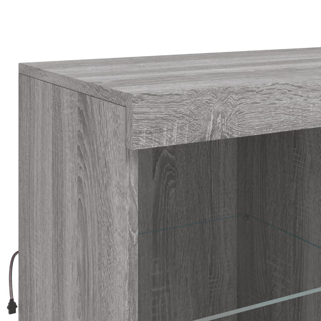 Sideboard mit LED-Leuchten Grau Sonoma 202x37x100 cm