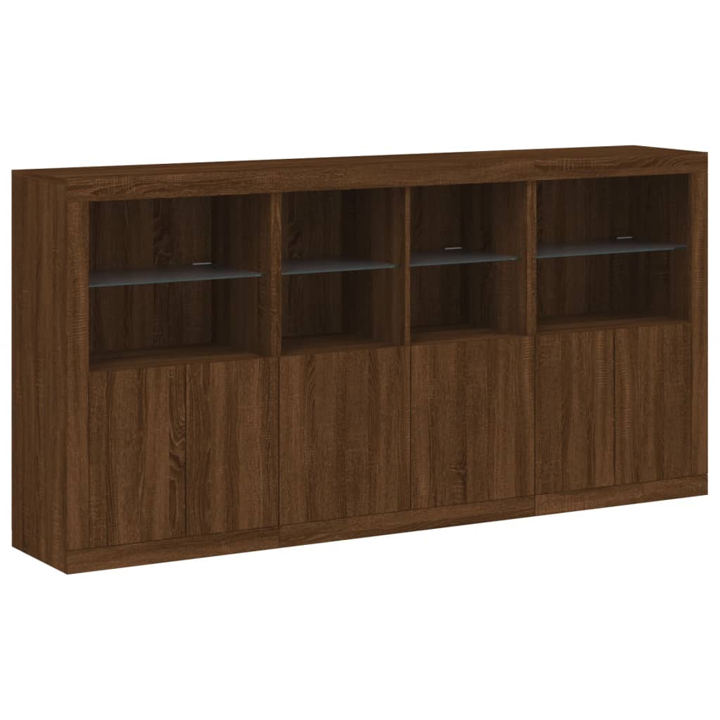 Sideboard mit LED-Leuchten Braun Eichen-Optik 202x37x100 cm