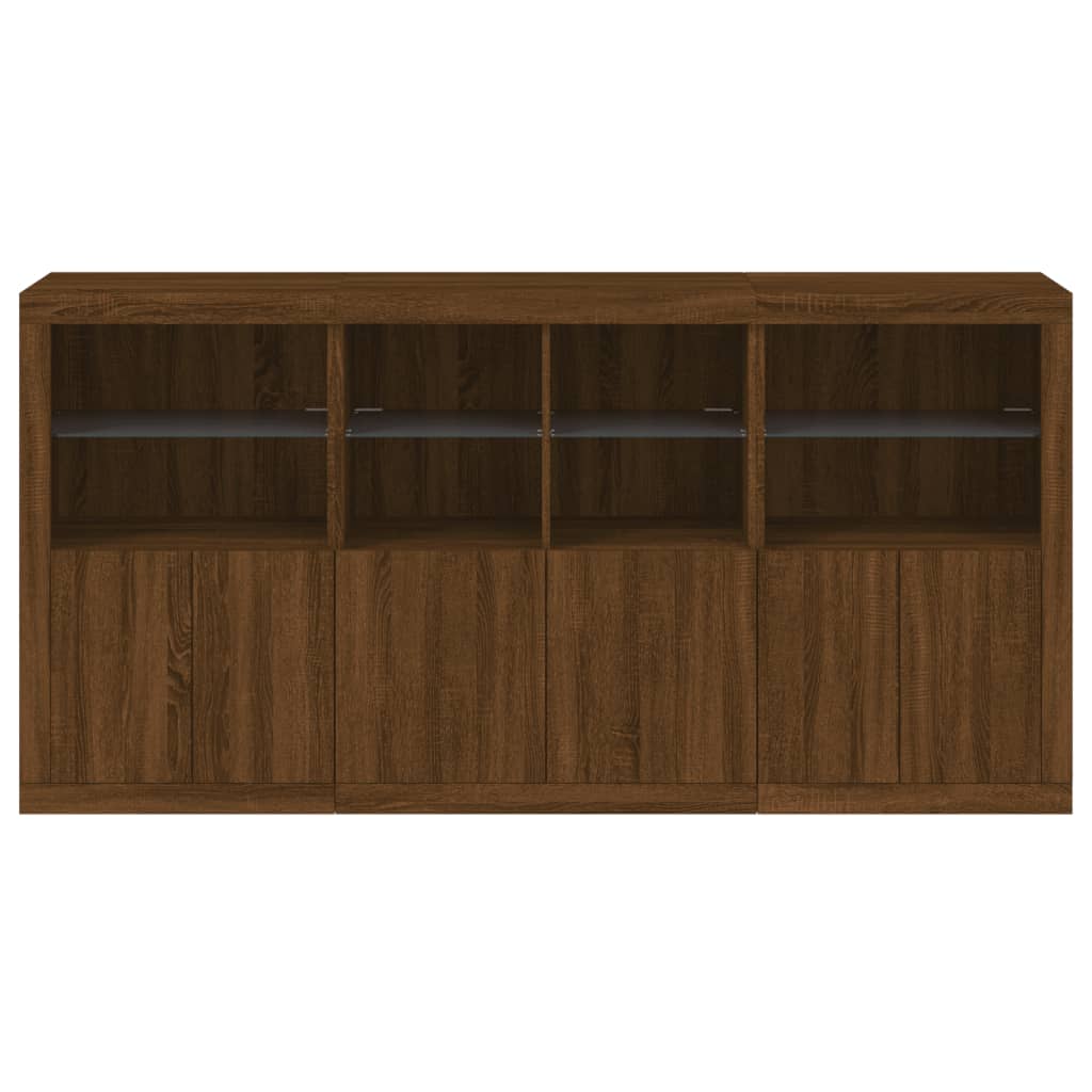 Sideboard mit LED-Leuchten Braun Eichen-Optik 202x37x100 cm