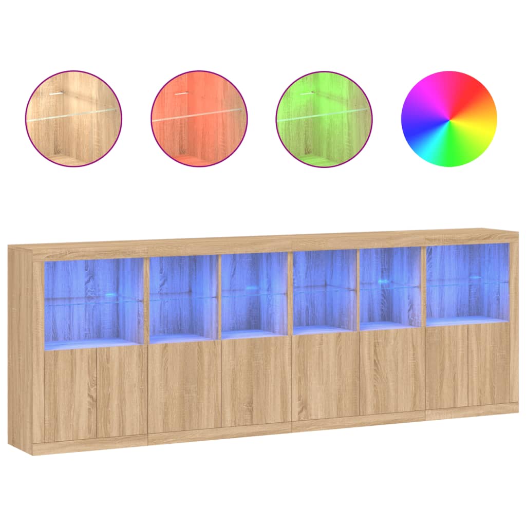 Sideboard mit LED-Leuchten Sonoma-Eiche 283x37x100 cm