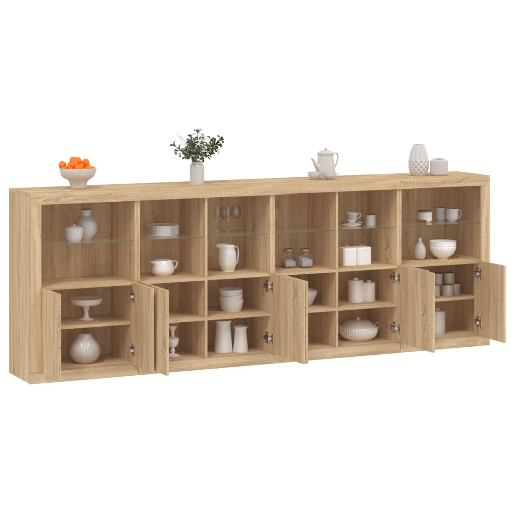 Sideboard mit LED-Leuchten Sonoma-Eiche 283x37x100 cm