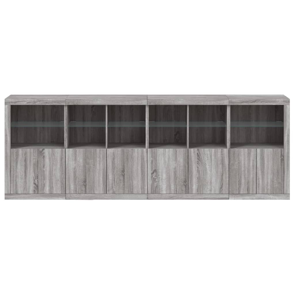 Sideboard mit LED-Leuchten Grau Sonoma 283x37x100 cm