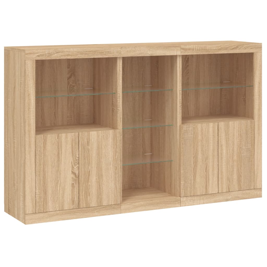 Sideboard mit LED-Leuchten Sonoma-Eiche 162x37x100 cm