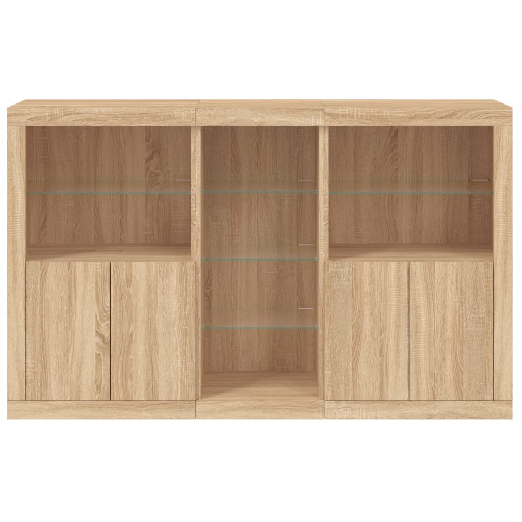 Sideboard mit LED-Leuchten Sonoma-Eiche 162x37x100 cm