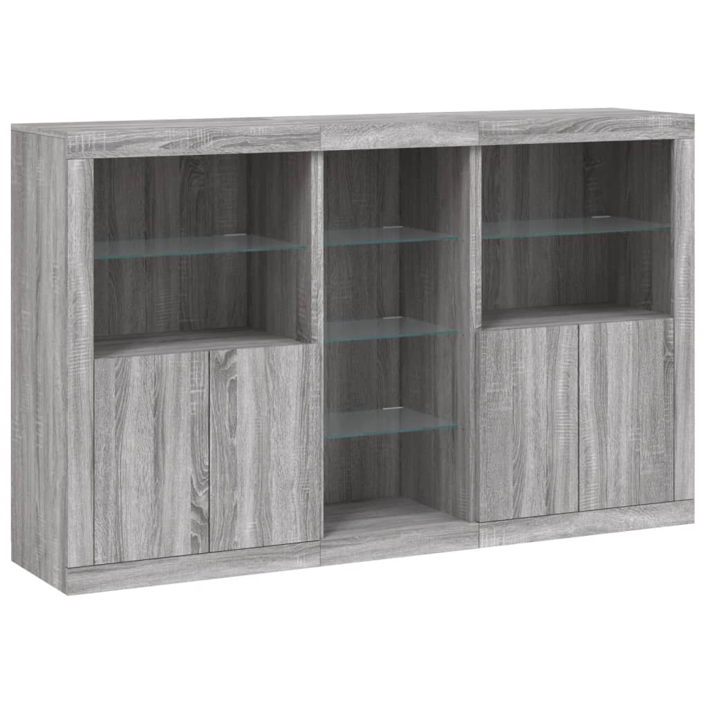 Sideboard mit LED-Leuchten Grau Sonoma 162x37x100 cm