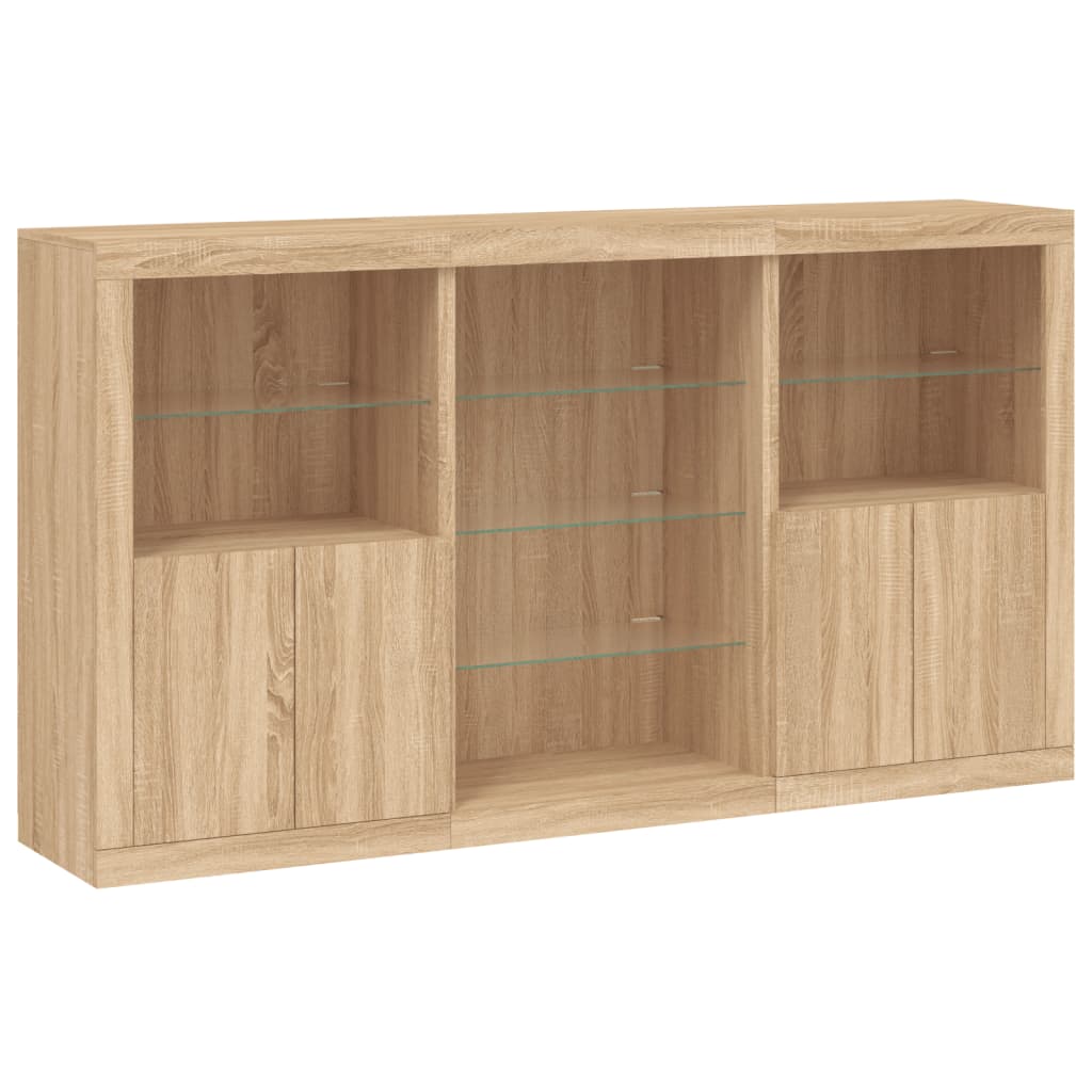 Sideboard mit LED-Leuchten Sonoma-Eiche 181,5x37x100 cm