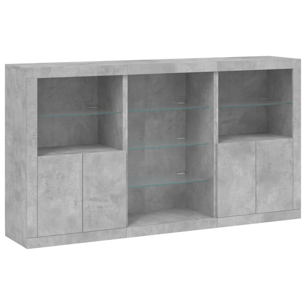 Sideboard mit LED-Leuchten Betongrau 181,5x37x100 cm