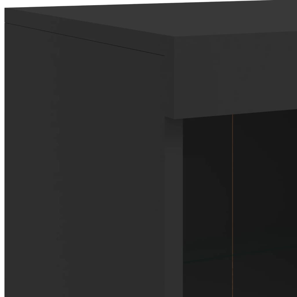 Sideboard mit LED-Leuchten Schwarz 202x37x100 cm