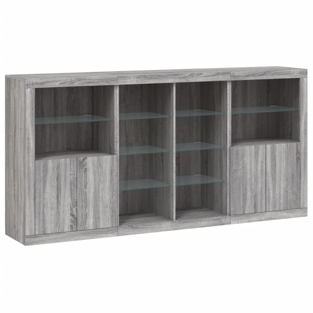 Sideboard mit LED-Leuchten Grau Sonoma 202x37x100 cm