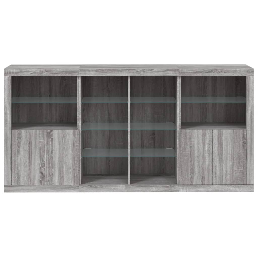 Sideboard mit LED-Leuchten Grau Sonoma 202x37x100 cm