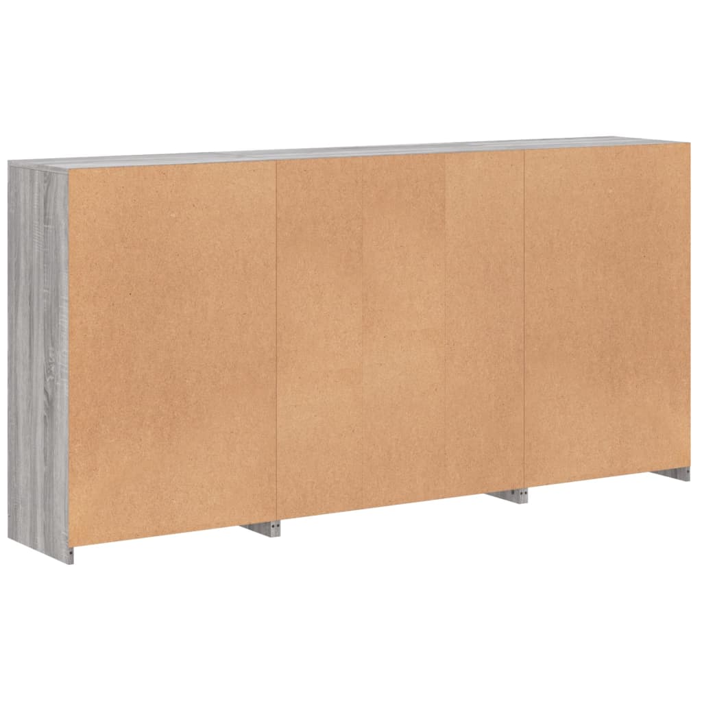 Sideboard mit LED-Leuchten Grau Sonoma 202x37x100 cm