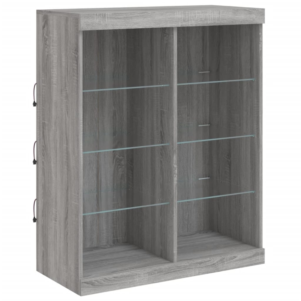 Sideboard mit LED-Leuchten Grau Sonoma 202x37x100 cm