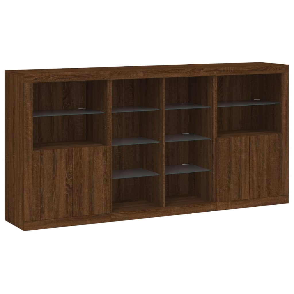 Sideboard mit LED-Leuchten Braun Eichen-Optik 202x37x100 cm