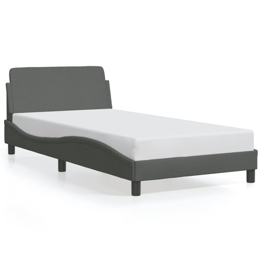 Bettgestell ohne Matratze Dunkelgrau 100x200 cm Stoff