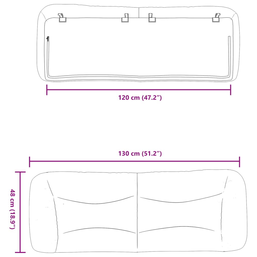 Kopfteil-Kissen Weiß 120 cm Kunstleder