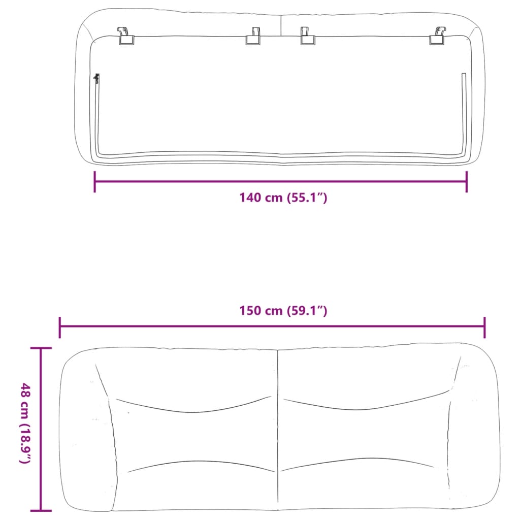 Kopfteil-Kissen Braun 140 cm Kunstleder