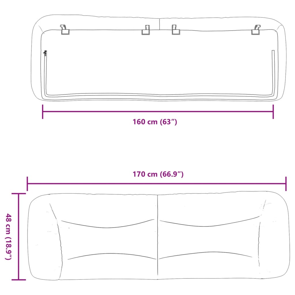 Kopfteil-Kissen Braun 160 cm Kunstleder