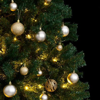 Künstlicher Weihnachtsbaum Klappbar 300 LEDs & Kugeln 180 cm