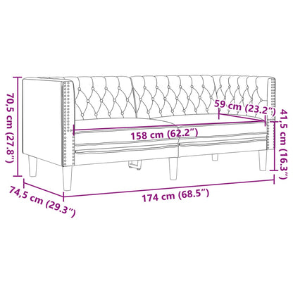 3-tlg. Chesterfield-Sofa-Set Braun Kunstleder