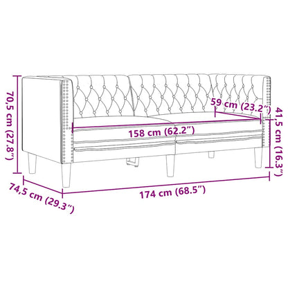 3-tlg. Chesterfield-Sofa-Set Grau Kunstleder