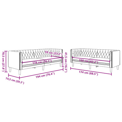 2-tlg. Chesterfield-Sofa-Set Braun Kunstleder