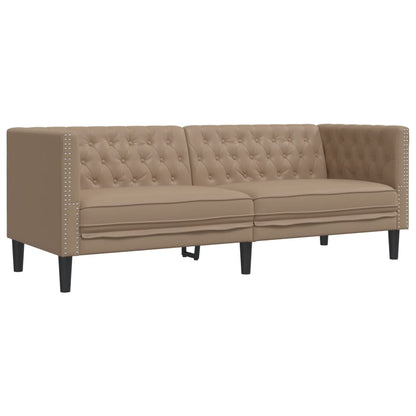 2-tlg. Chesterfield-Sofa-Set Cappuccino Kunstleder