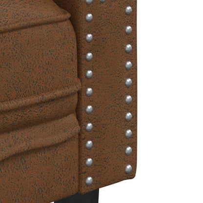 2-tlg. Chesterfield-Sofa-Set Braun Kunstleder Wildleder-Optik