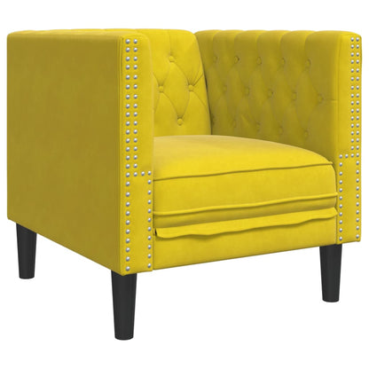 3-tlg. Chesterfield-Sofa-Set mit Nackenrollen Gelb Samt