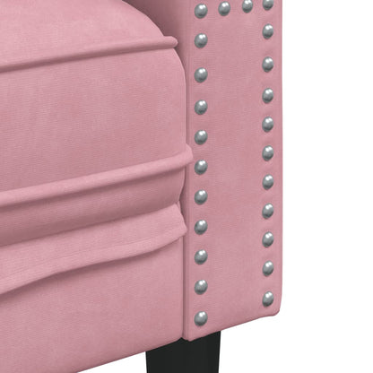 2-tlg. Chesterfield-Sofa-Set mit Nackenrollen Rosa Samt