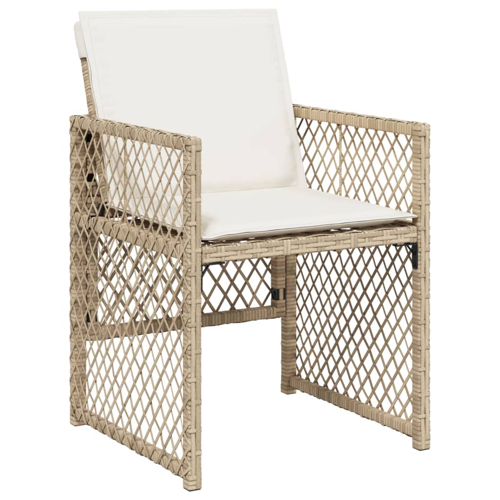 5-tlg. Garten-Essgruppe mit Kissen Beige Poly Rattan