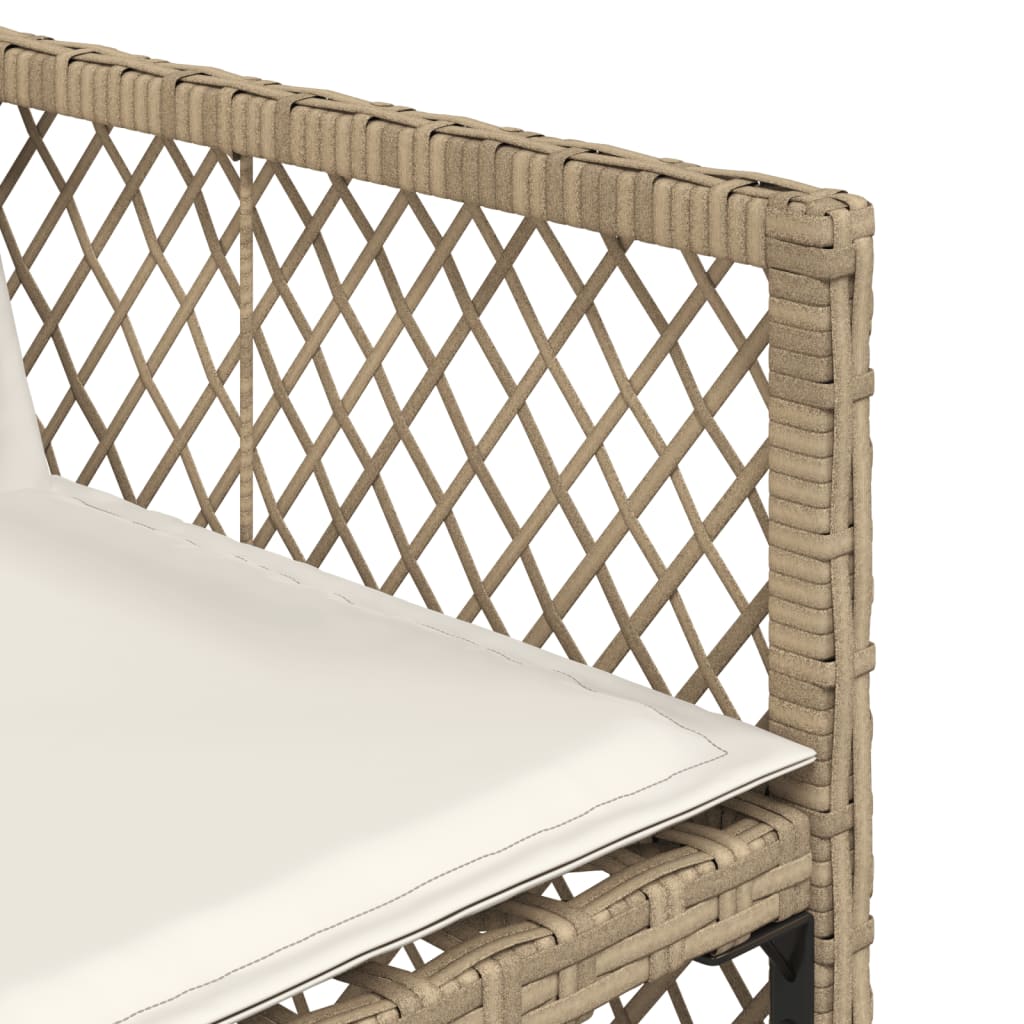 5-tlg. Garten-Essgruppe mit Kissen Beige Poly Rattan