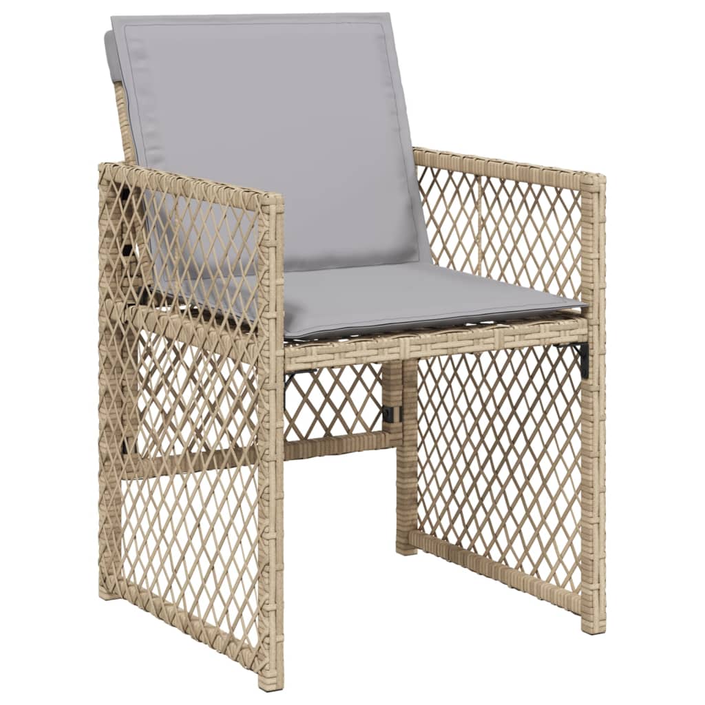 13-tlg. Garten-Essgruppe mit Kissen Beige Poly Rattan